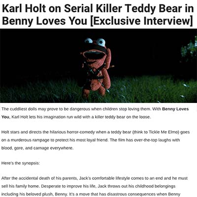 Karl Holt on Serial Killer Teddy Bear in Benny Loves You [Exclusive Interview]
